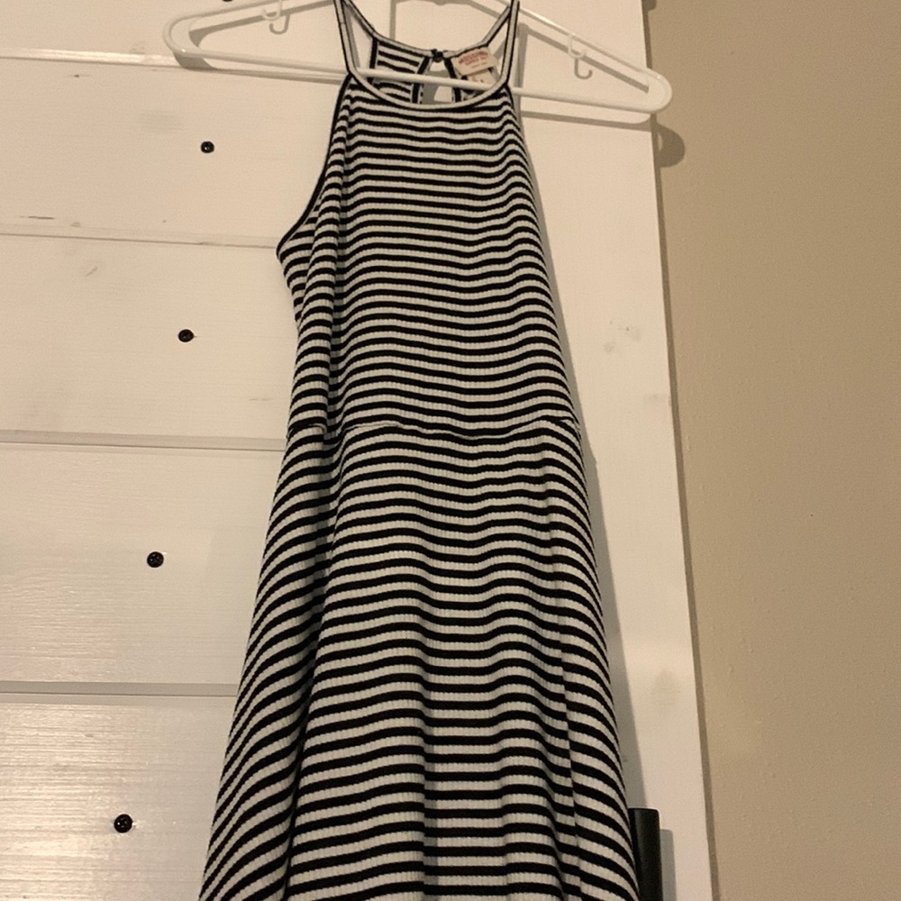 Sun dress Mossimo black white stripes size  S Used worn cond frayed around strap